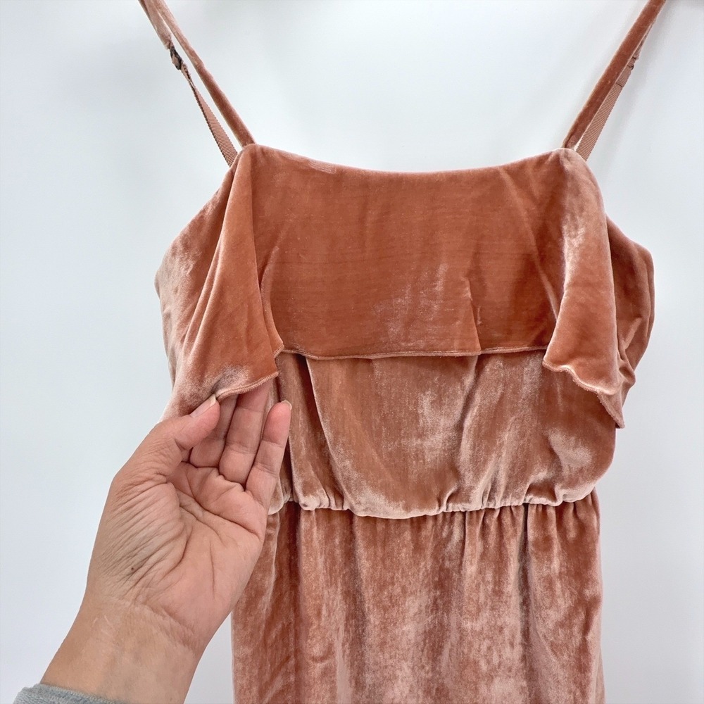 Alice + Olivia Alexis Ruffle Velvet Mini Dress Rose Tan Size XS Holiday NEW - Picture 5 of 14
